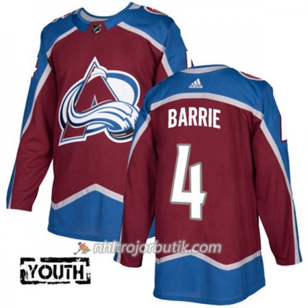 Barn Ishockey Colorado Avalanche Tröja Tyson Barrie 4 Adidas 2017-2018 Burgundy Röd Authentic